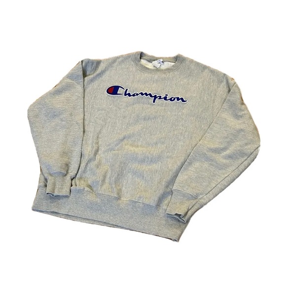 Champion Reverse Weave Spellout Pullover Crewneck Gray Sweatshirt Size Large EUC - Picture 3 of 6